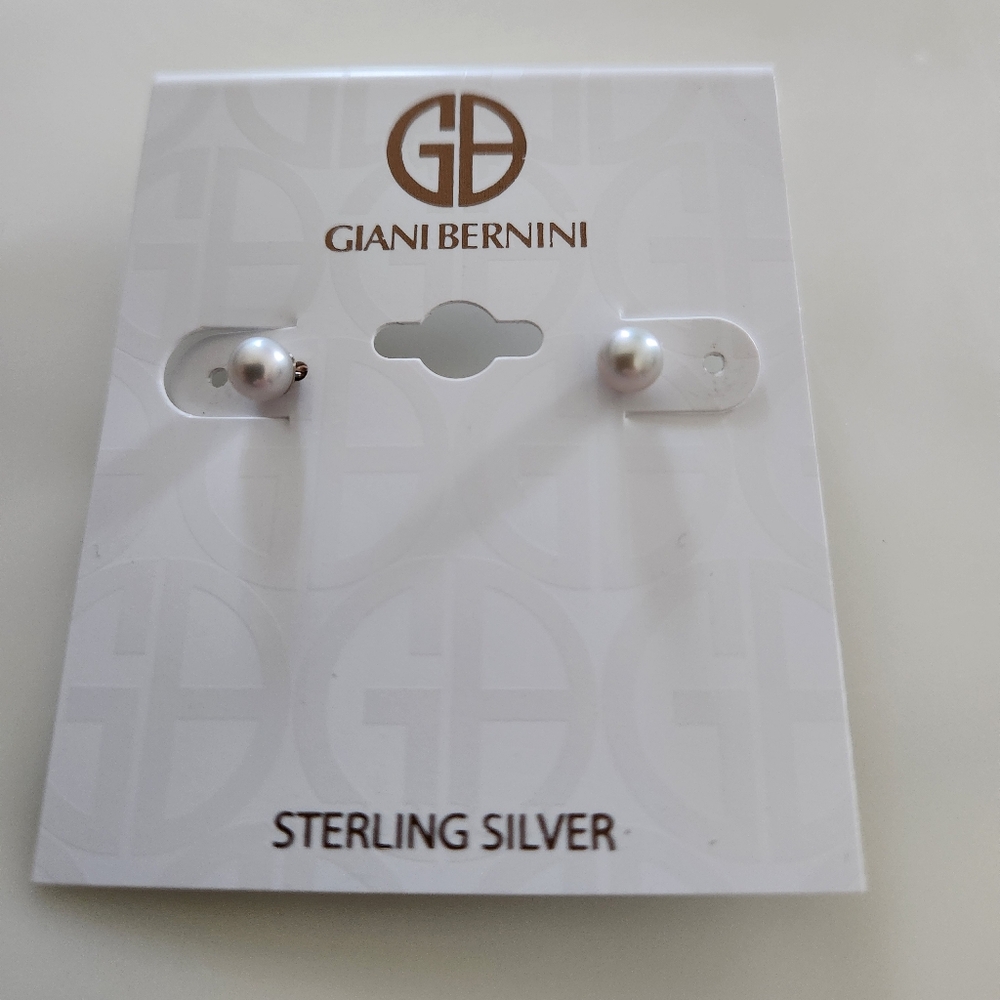 Giani Bernini Grey Cultured Freshwater Pearl Stud Earrings in Sterling Silver